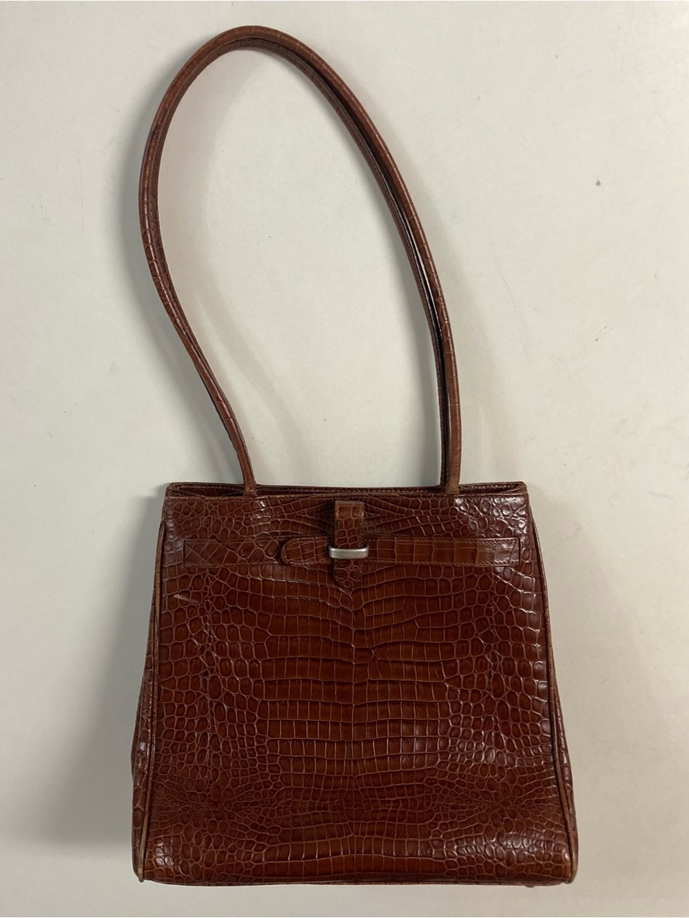 Italian Leather Cognac Croc Purse